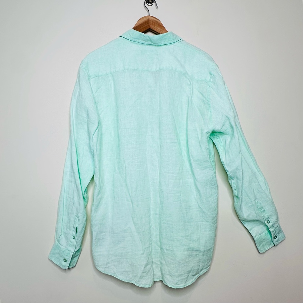 Vilebrequin Caroubis Linen Shirt Size XL Garment Dyed Light Green Vert d'eau - Picture 5 of 13